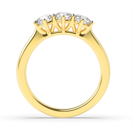 Round Yellow Gold Basket setting Engagement Rings