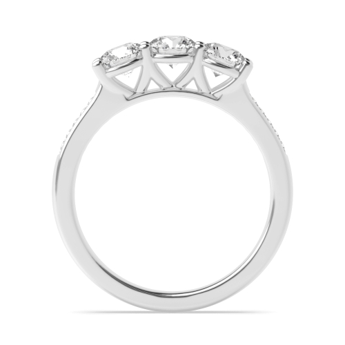 4 Prong Round V setting with shoulder set Trilogy Engagement Rings