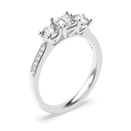 4 Prong Princess And round shoulder set Moissanite Engagement Rings