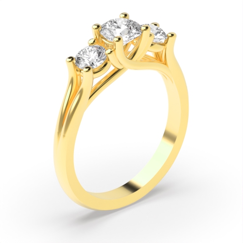 4 Prong Round Yellow Gold Split shoulder Engagement Rings