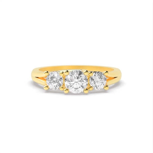 4 Prong Round Yellow Gold Split shoulder Engagement Rings