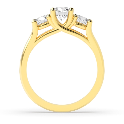 4 Prong Round Yellow Gold Split shoulder Engagement Rings