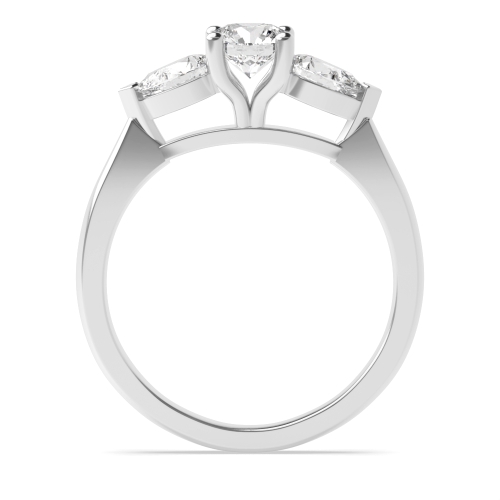 4 Prong Round With pear hight set Engagement Rings