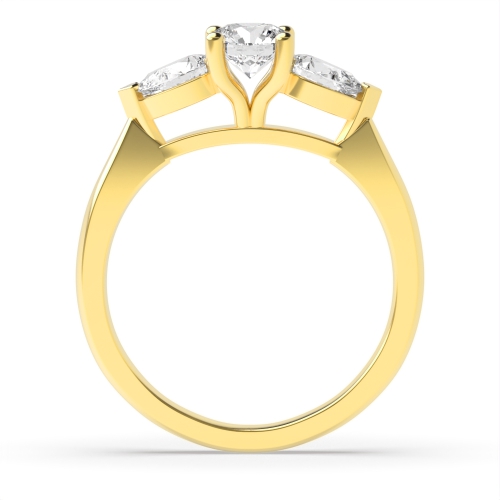 4 Prong Round Yellow Gold With pear hight set Engagement Rings