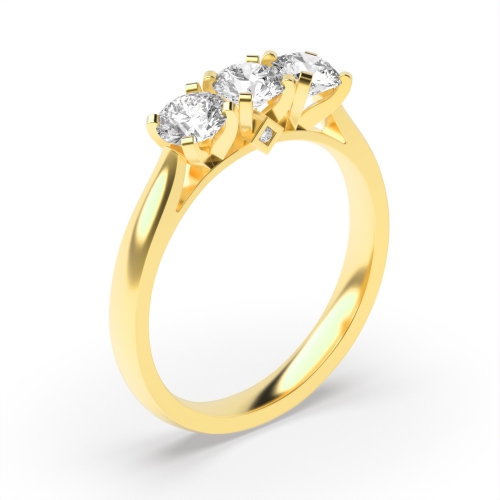 4 Prong Round Yellow Gold Square claws Engagement Rings