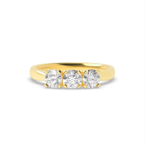 4 Prong Round Yellow Gold Square claws Engagement Rings