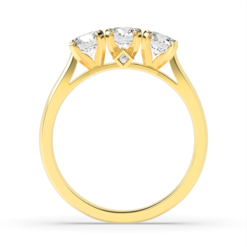 4 Prong Round Yellow Gold Square claws Engagement Rings