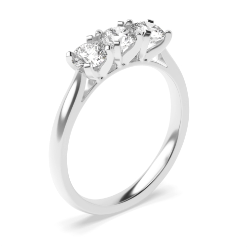 Buy Round Trilogy Lab Grown Diamond Rings 4 Prong Set In Platinum - Abelini