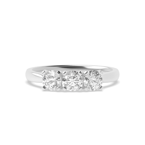 4 Prong Round Square claws high set Trilogy Engagement Rings