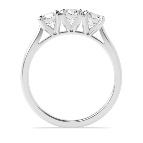 4 Prong Round Square claws high set Trilogy Engagement Rings