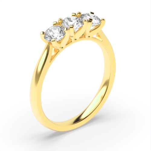 4 Prong Round Yellow Gold Square claws high set Engagement Rings
