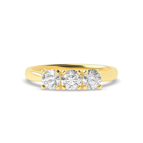 4 Prong Round Yellow Gold Square claws high set Engagement Rings