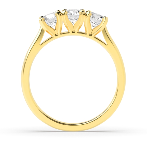 4 Prong Round Yellow Gold Square claws high set Engagement Rings