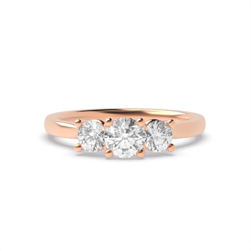4 Prong Round Rose Gold High set designer Trilogy Engagement Rings