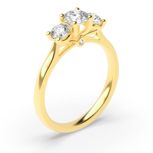 4 Prong Round Yellow Gold High set designer Engagement Rings