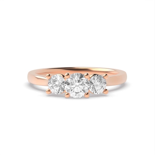 4 Prong Round Rose Gold High set Trilogy Engagement Rings