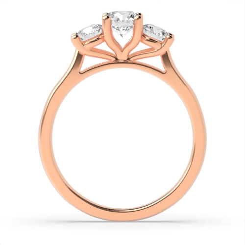 4 Prong Round Rose Gold High set Trilogy Engagement Rings
