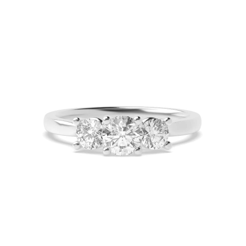 4 Prong Round High set Naturally Mined Diamond Trilogy Engagement Rings