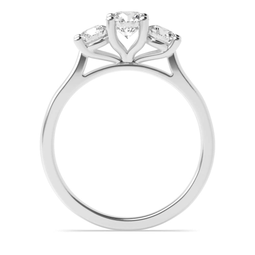 4 Prong Round High set Naturally Mined Diamond Trilogy Engagement Rings