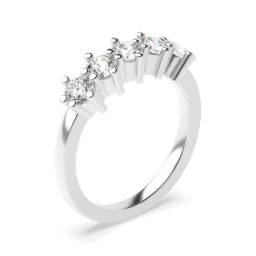 6 Prong Set Five Stone Diamond Ring In White Gold / Platinum