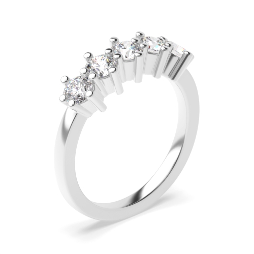 6 Prong Round Luster Quintet Moissanite Five Stone Diamond Ring