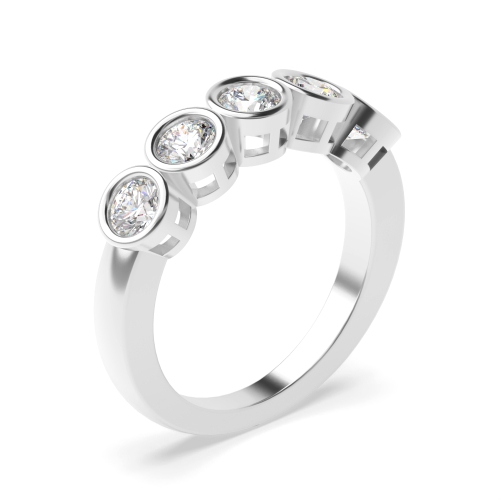 Buy Five Stone Lab Grown Diamond Ring Full Bezel Setting In Gold - Abelini