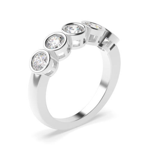 Bezel Setting Round Harmony Quintet Moissanite Five Stone Diamond Ring