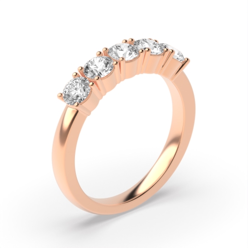 4 Prong Setting Five Stone Round Cut Diamond Ring Gold / Platinum