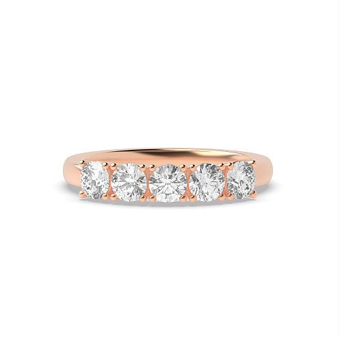 4 Prong Round Rose Gold Enigma Quintet Five Stone Diamond Ring