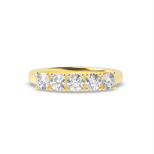 4 Prong Round Yellow Gold Enigma Quintet Five Stone Diamond Ring