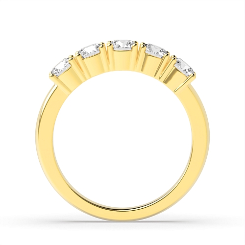 4 Prong Round Yellow Gold Enigma Quintet Five Stone Diamond Ring