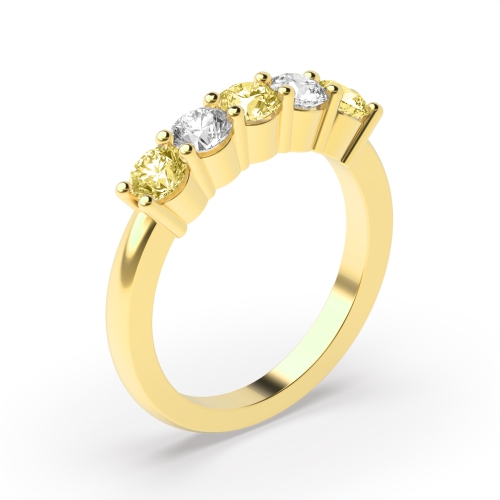4 Claw Setting Five Stone Lab Created Fancy Diamond Ring