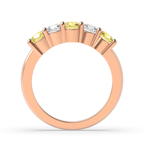 4 Prong Round Rose Gold Five stone alternate colored Diamond Rings