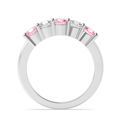 4 Prong Round Five stone alternate colored Pink Lab Grown Diamond Rings
