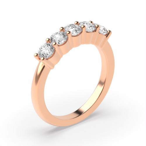 4 Claws Setting Five Stone Diamond Ring Rose / White / Yellow Gold