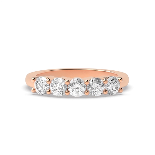 4 Prong Round Rose Gold Five Stone Diamond Ring