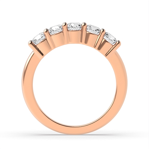 4 Prong Round Rose Gold Five Stone Diamond Ring