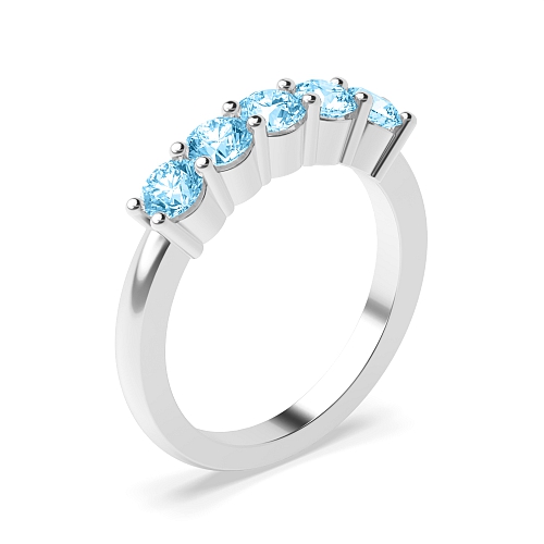 4 Prong Round Alternate diamond and Blue Lab Grown Diamond Rings