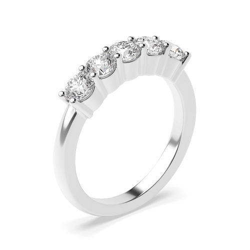 4 Prong Round Moissanite Five Stone Diamond Ring