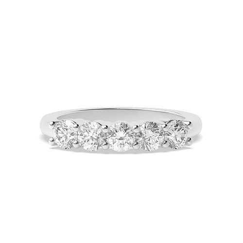 4 Prong Round Moissanite Five Stone Diamond Ring