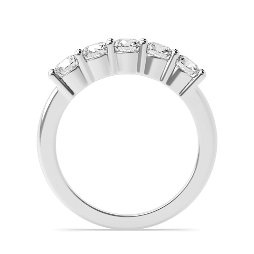 4 Prong Round Moissanite Five Stone Diamond Ring