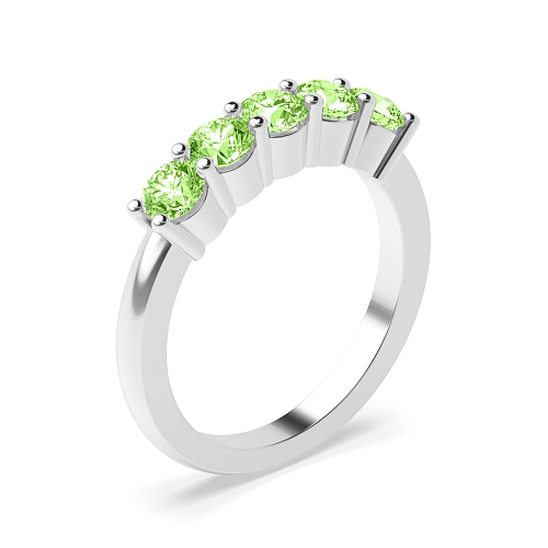 4 Prong Round Alternate diamond and Green Lab Grown Diamond Rings
