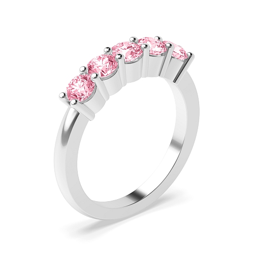 4 Prong Round Alternate diamond and Pink Lab Grown Diamond Rings