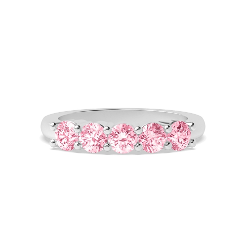 4 Prong Round Alternate diamond and Pink Lab Grown Diamond Rings