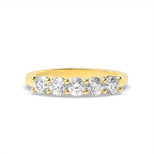 4 Prong Round Yellow Gold Five Stone Diamond Ring