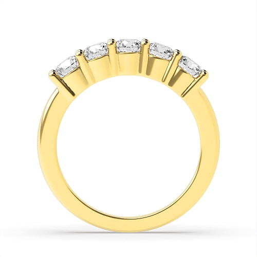 4 Prong Round Yellow Gold Five Stone Diamond Ring