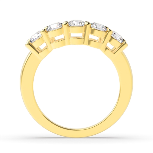 4 Prong Round Yellow Gold Five Stone Diamond Ring