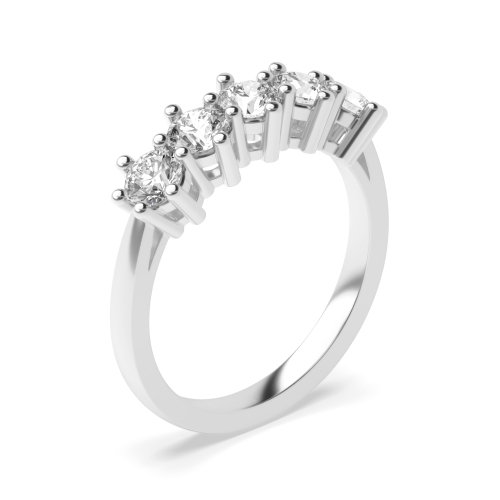 6 Prong Setting Five Stone Moissanite Ring  In Platinum