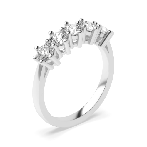 6 Prong Round Elegance Quintet Moissanite Five Stone Diamond Ring