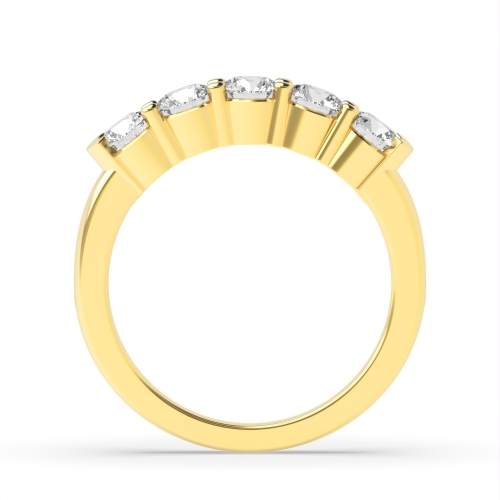 Bezel Setting Round Yellow Gold Five Stone Diamond Ring